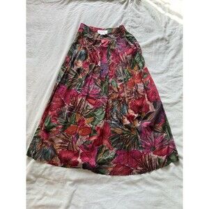 Vintage Spitalnick & Co. Rayon Midi Skirt Size 6 Floral Tropical Print 90s Boho
